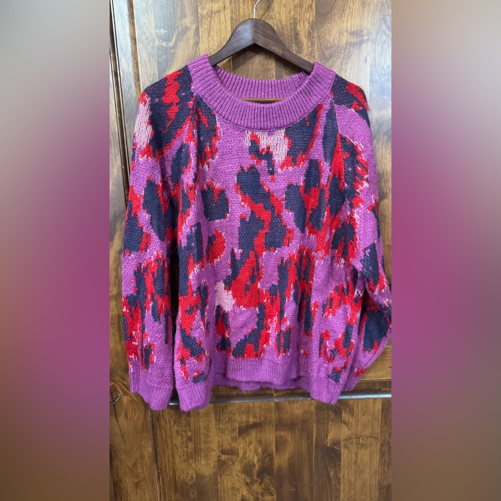 Entro Purple and Red Patterned Sweater - Picture 5 of 7